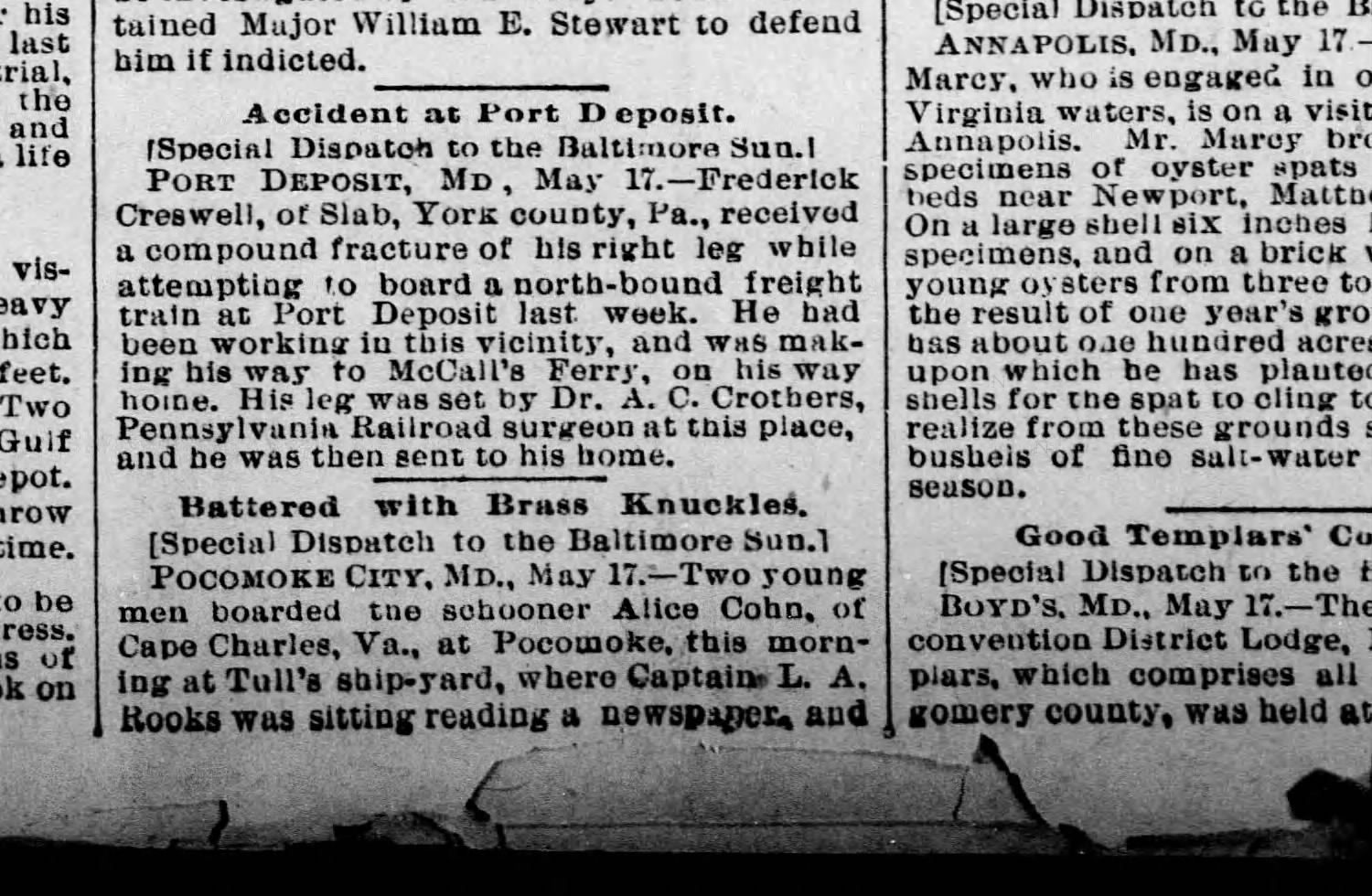 Alice Cohn article crop, The Baltimore Sun, May 18, 1896