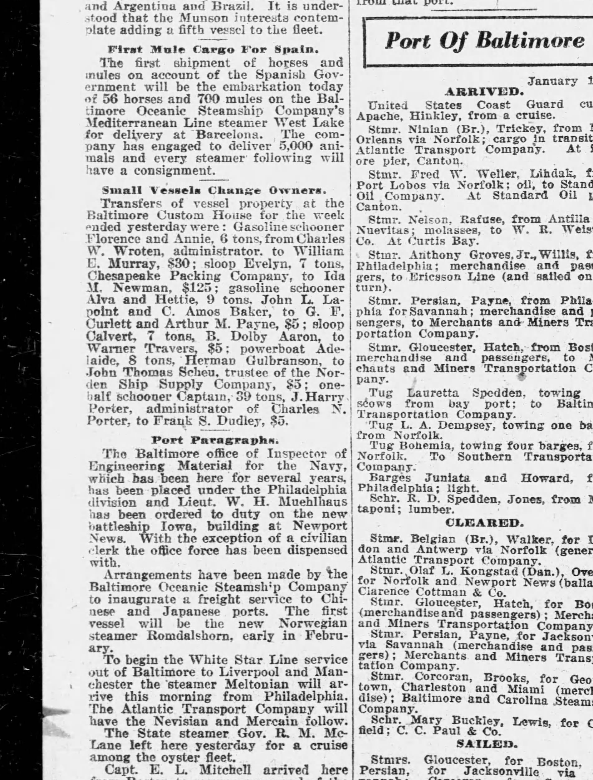 Alva and Hettie transfer notice, January 14, 1922