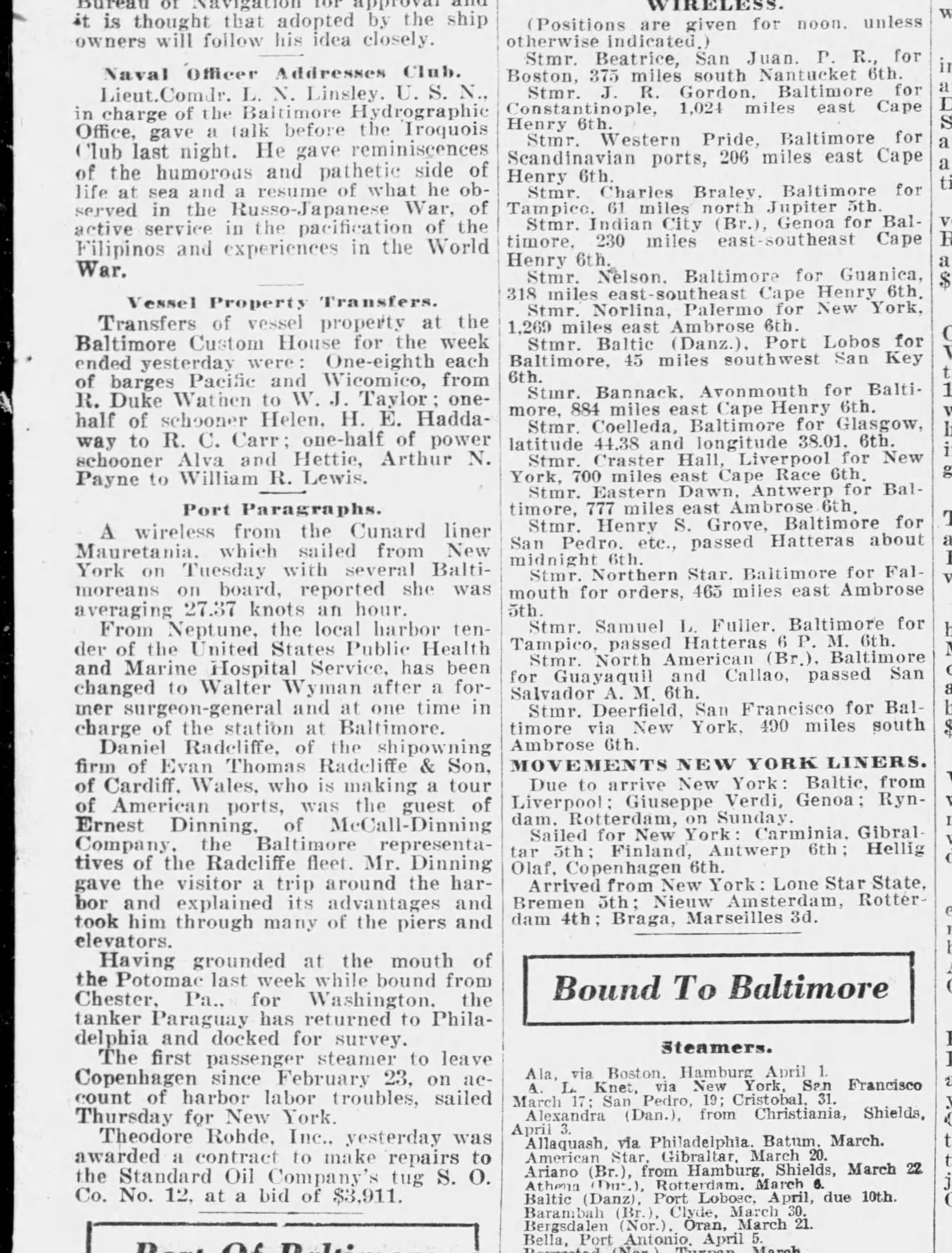 Alva and Hettie transfer notice, April 8, 1922