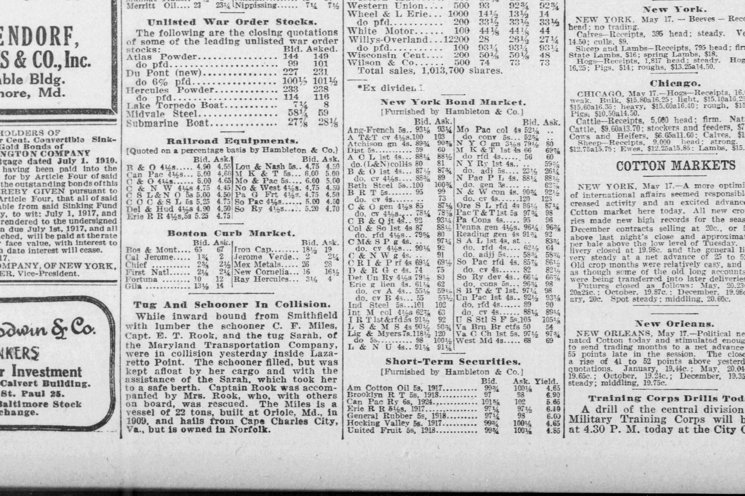 C. F. Miles newspaper article