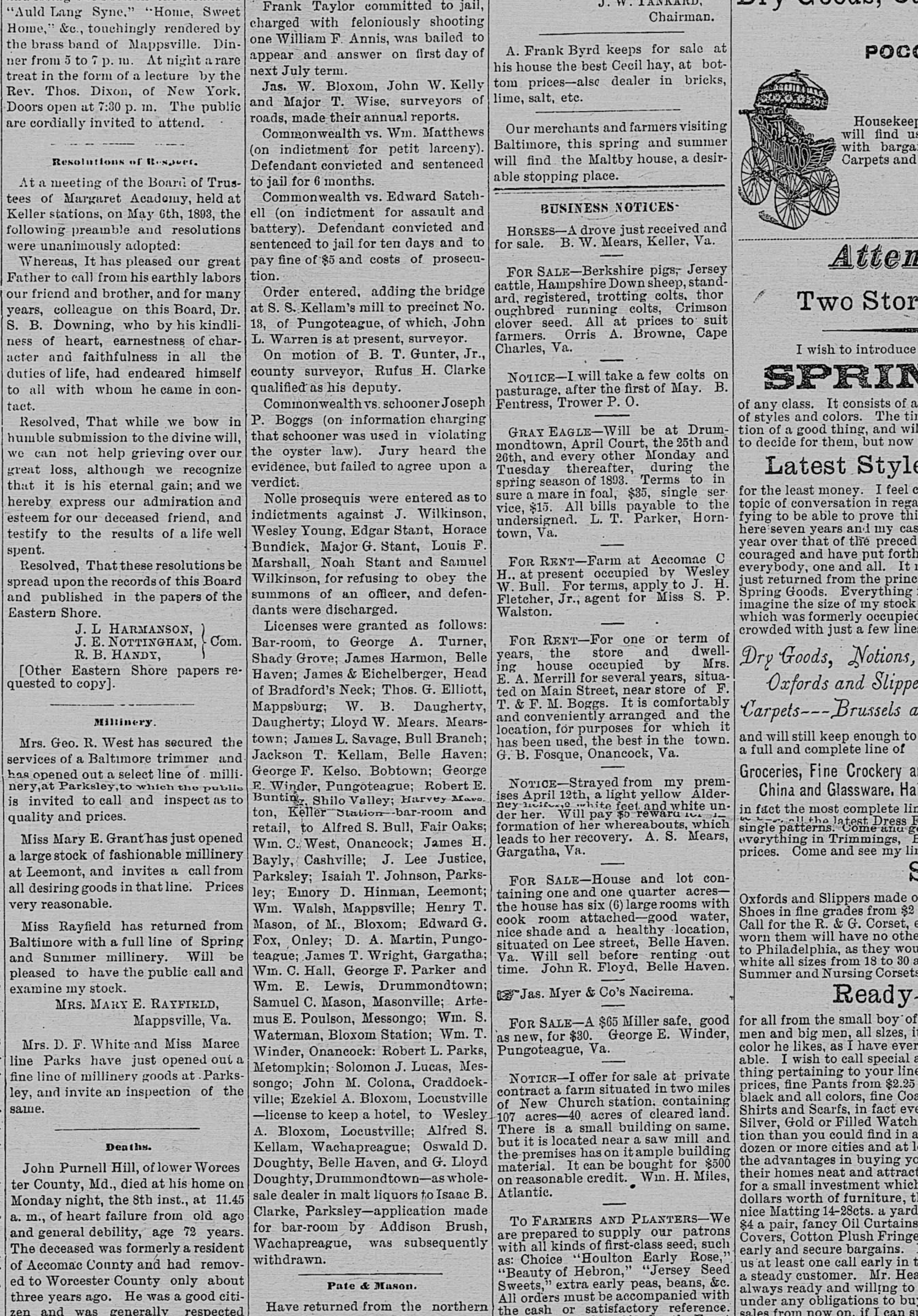 Joseph Boggs newspaper article