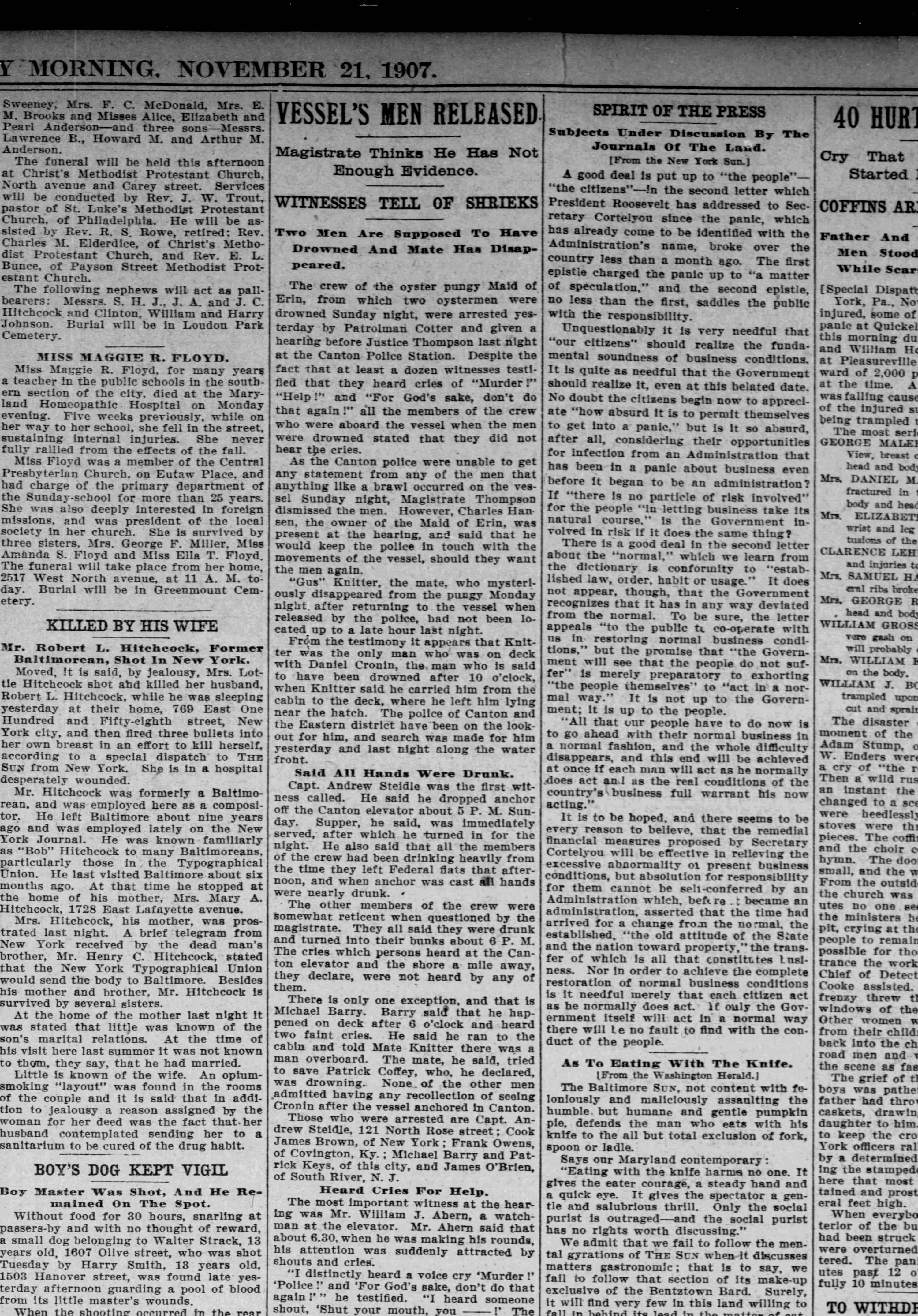 Maid of Erin newspaper article