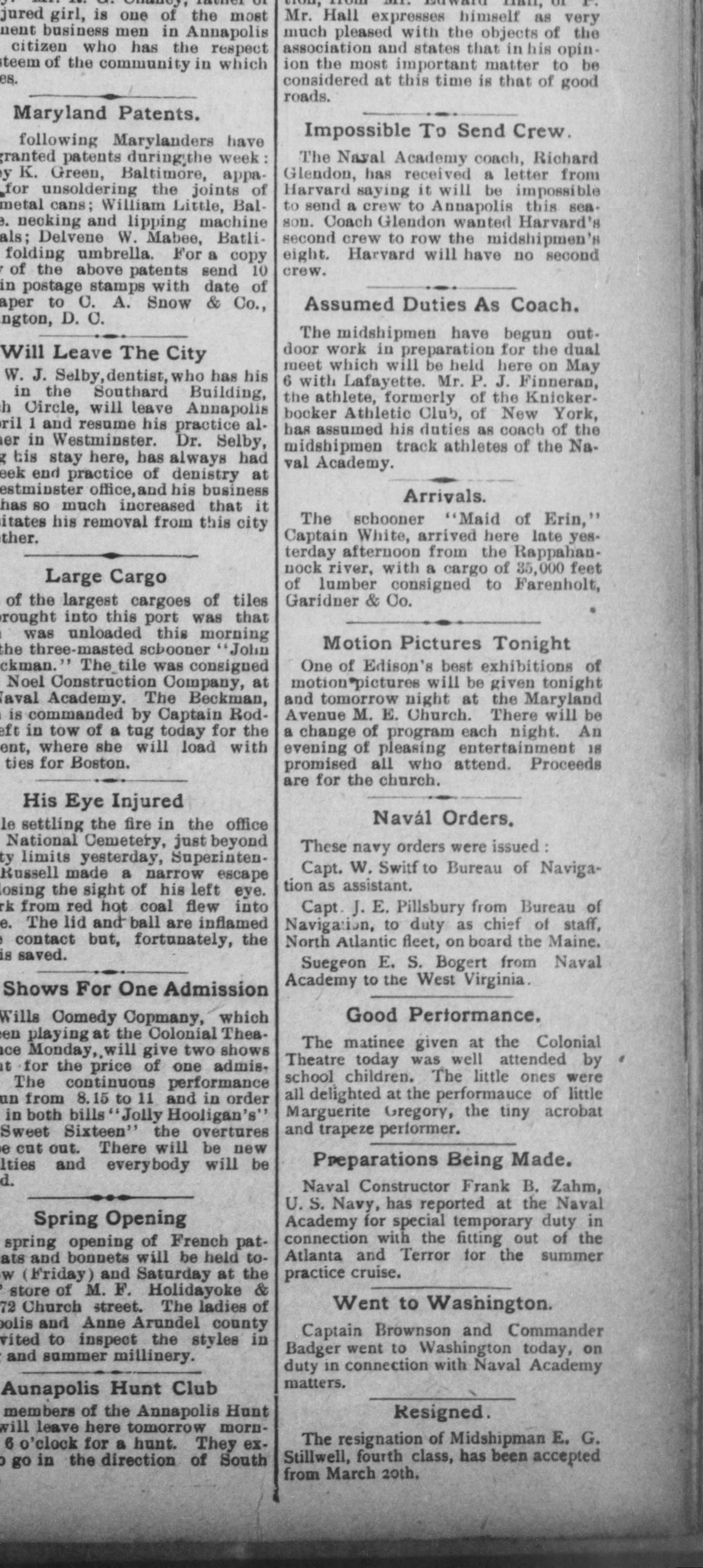 Maid of Erin newspaper article