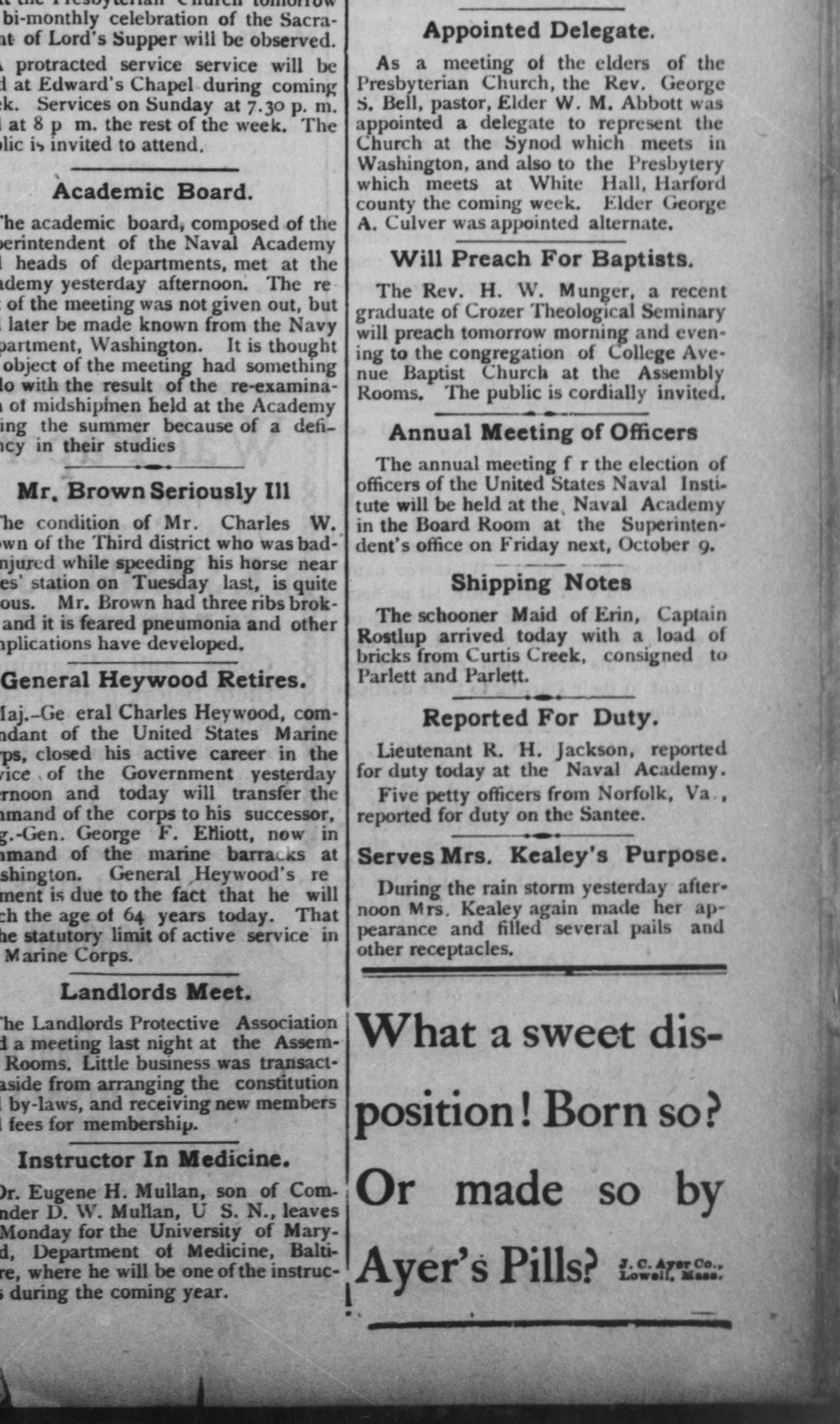 Maid of Erin newspaper article