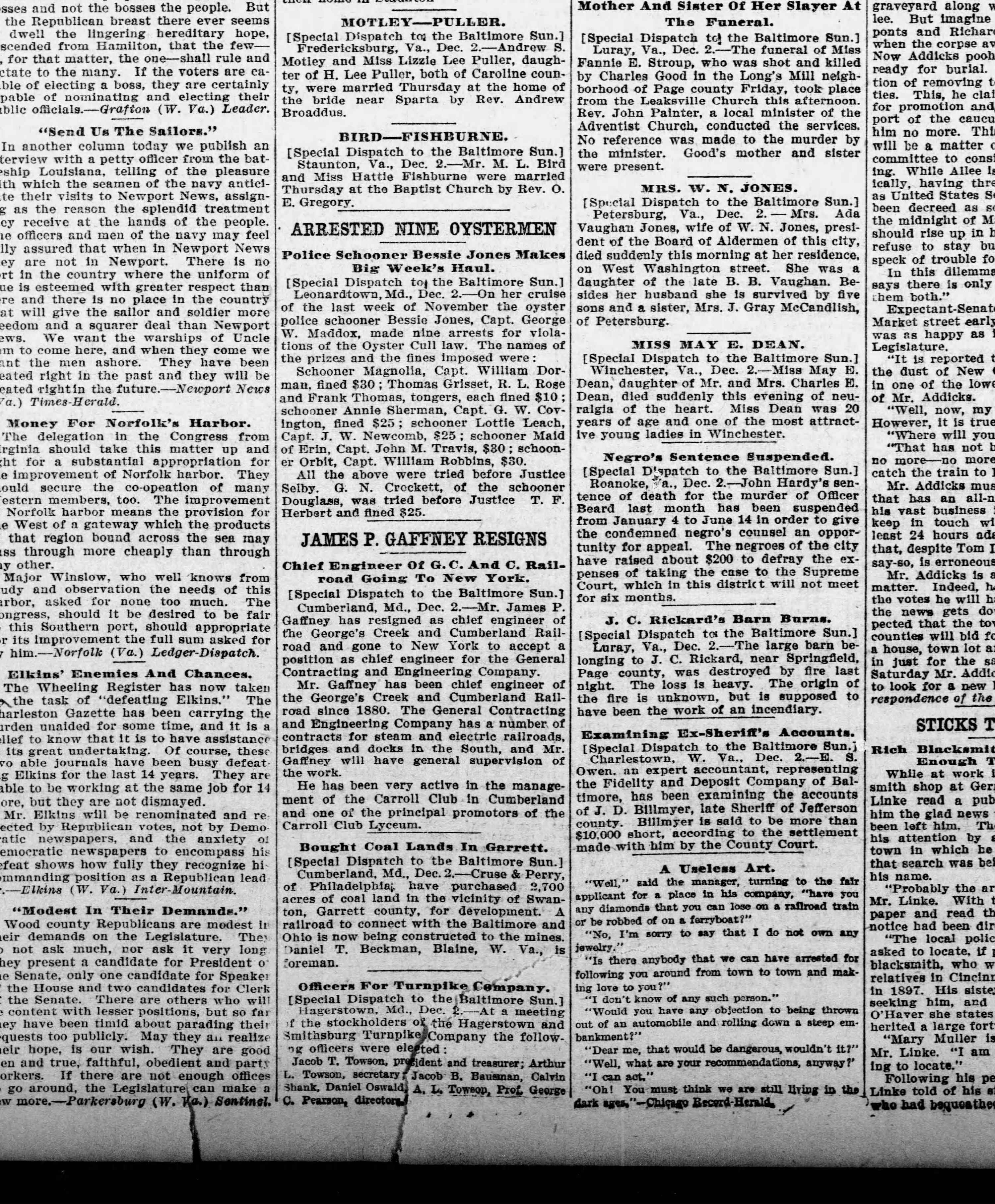 Maid of Erin newspaper article