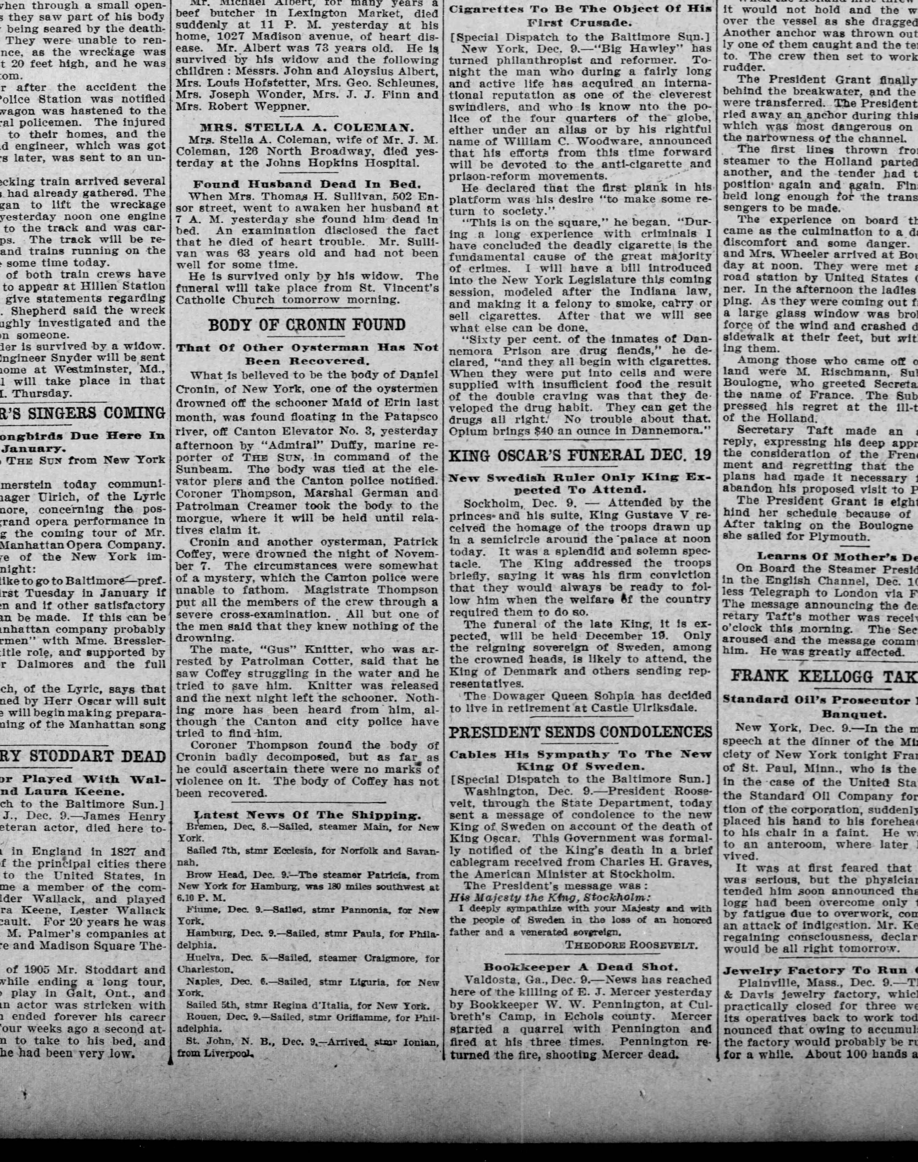 Maid of Erin newspaper article