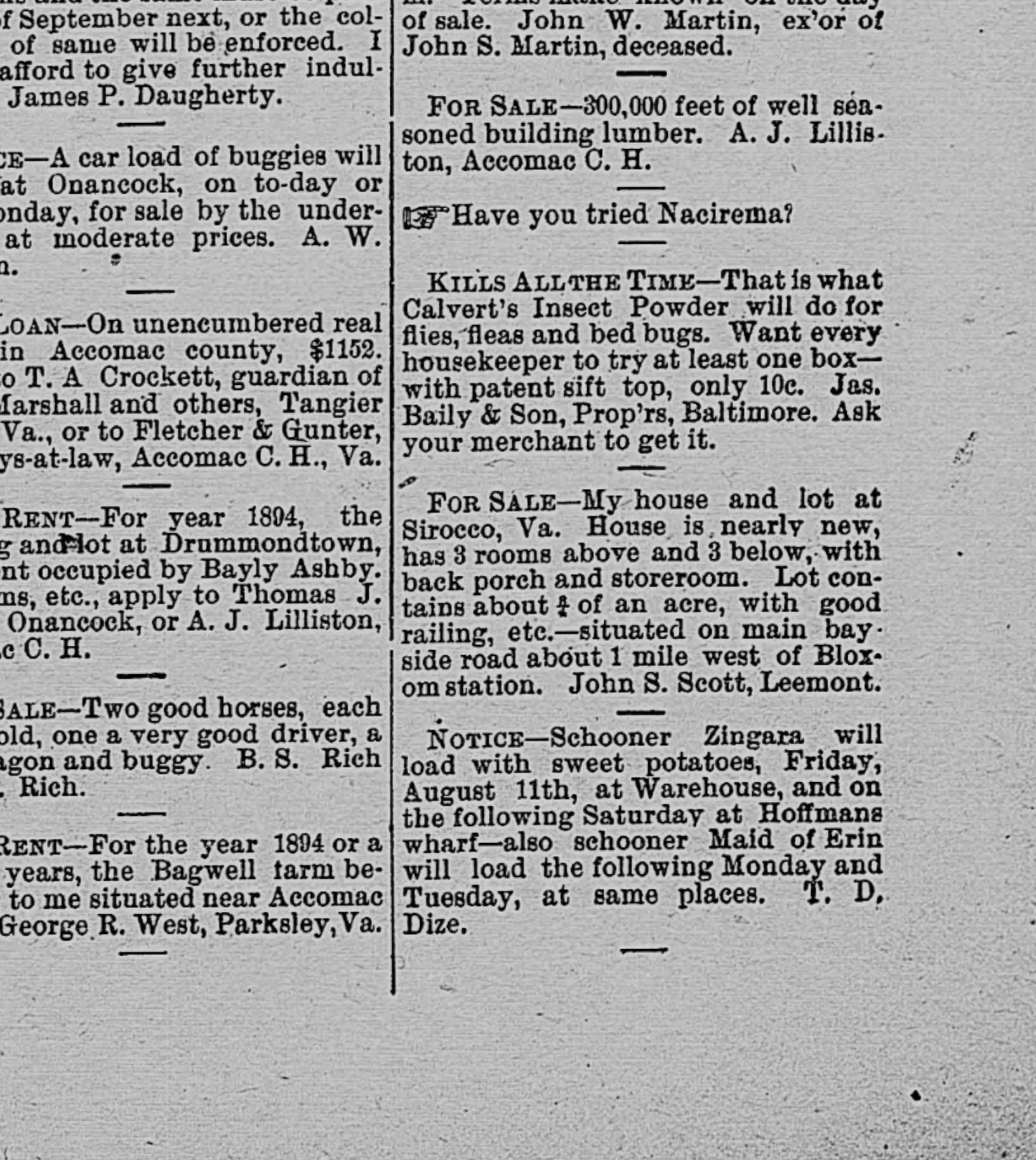 Maid of Erin newspaper article
