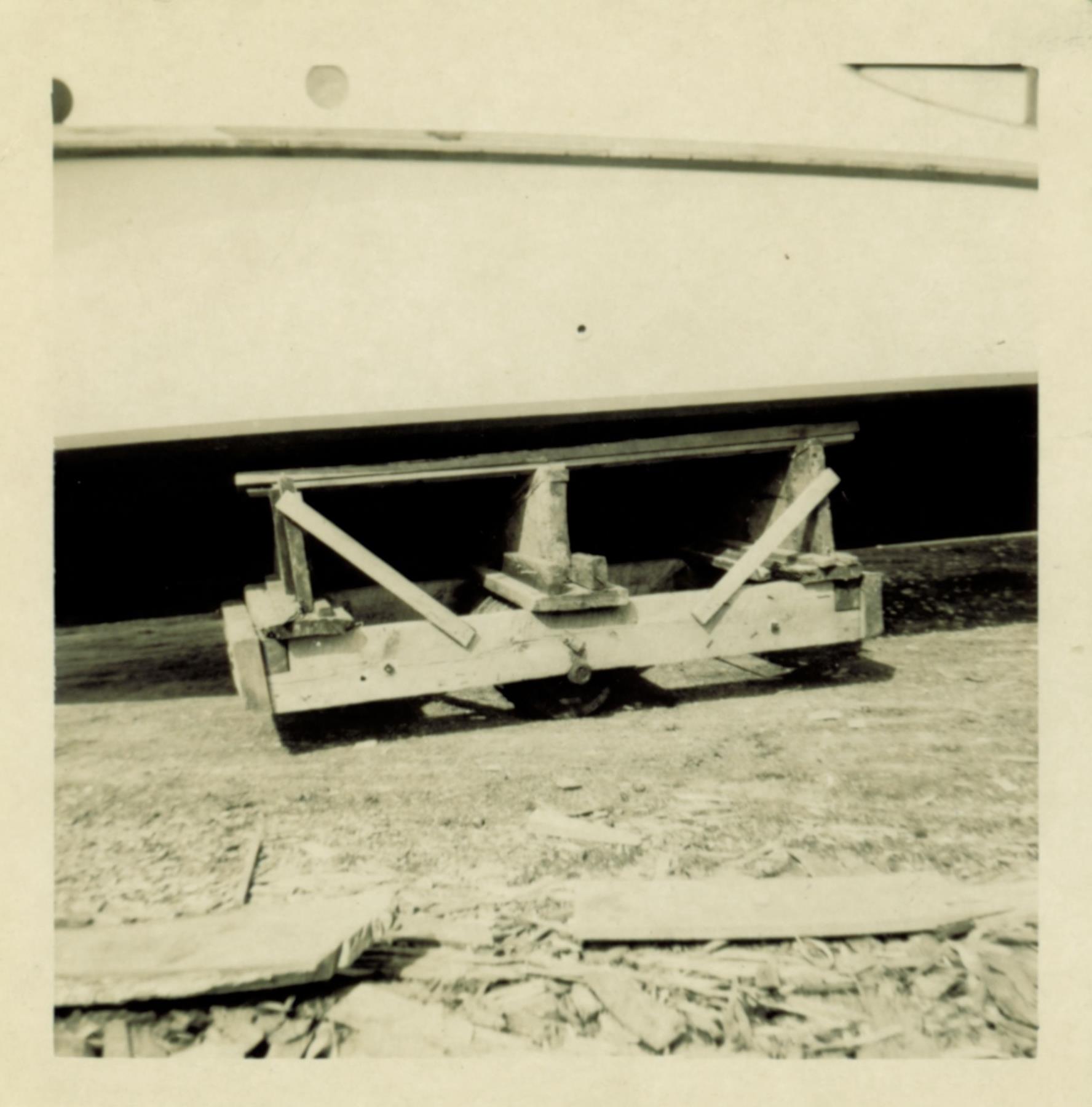 Undercarriage for transporting yachts to the water.