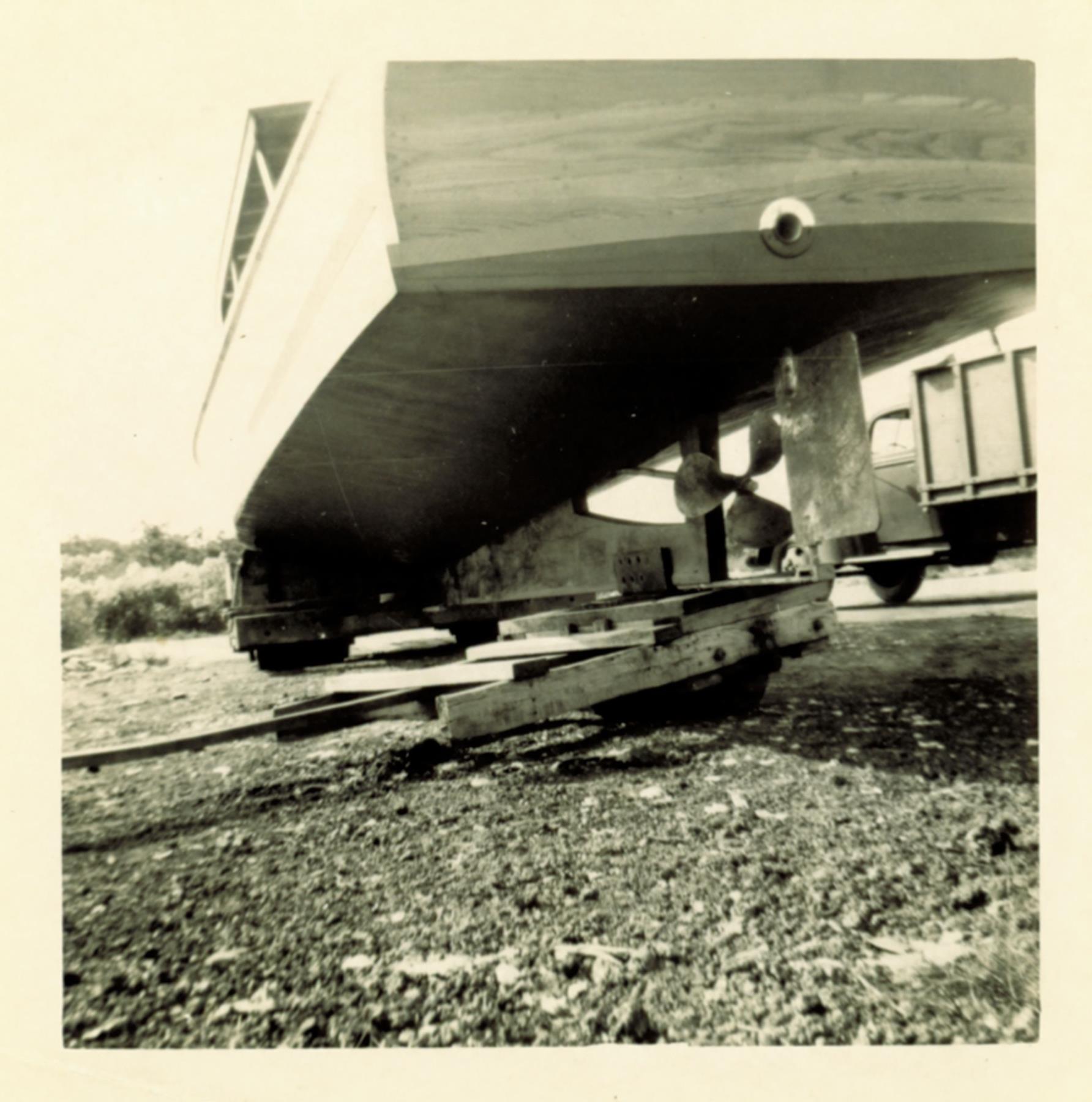Undercarriage for transporting yachts to the water.