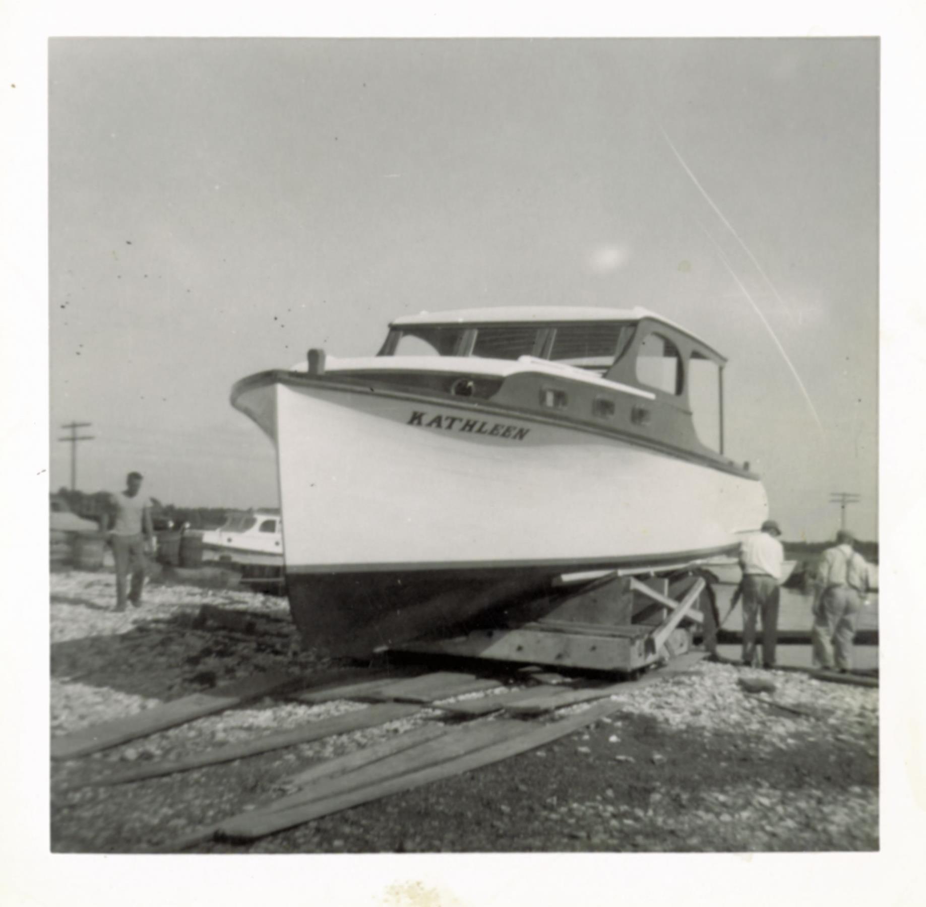 Launching the yacht "Kathleen". Undated.