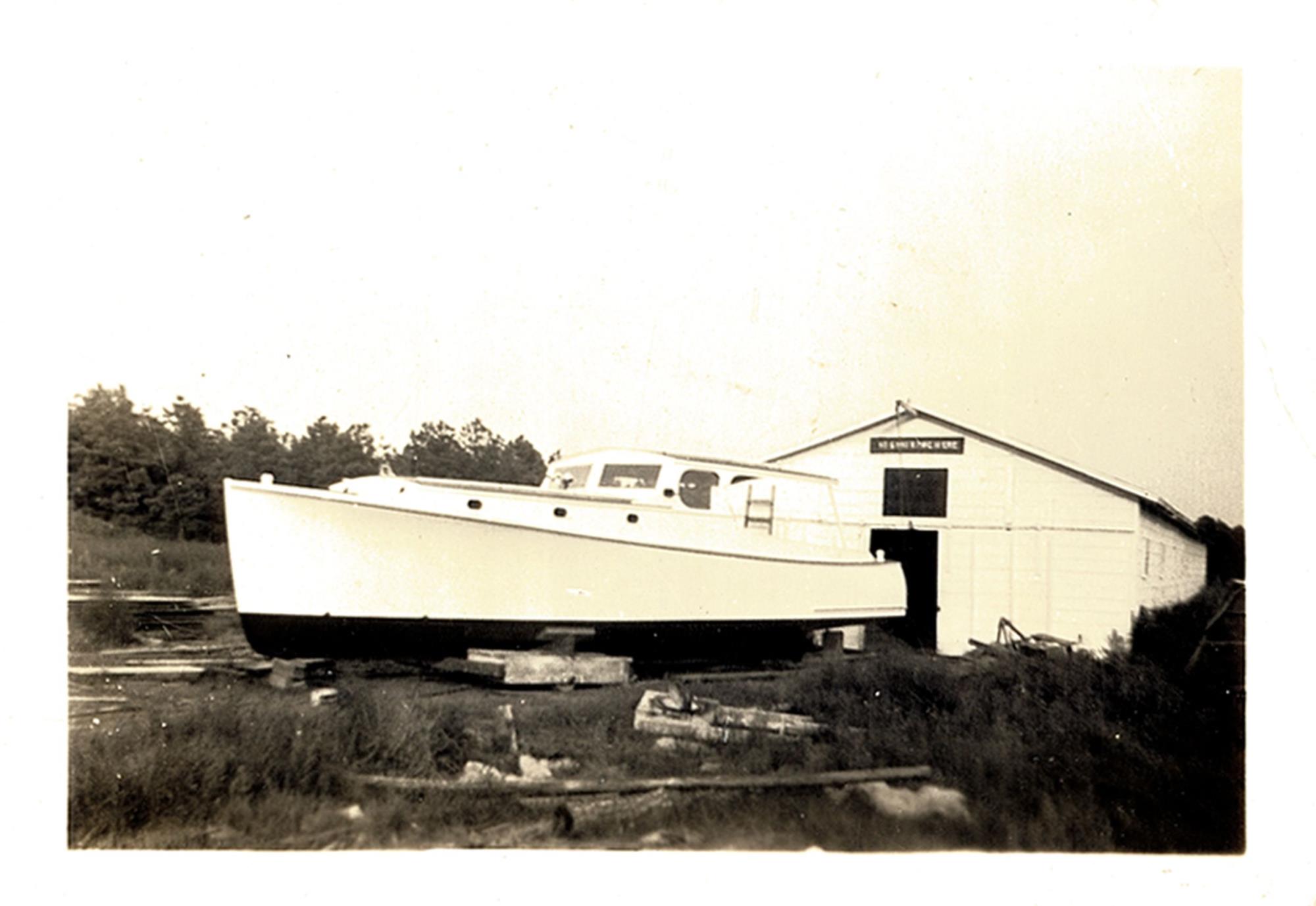 Boat shed, northwest end. Skipjacks were built in the yard to the left and behind the shed. Undated.