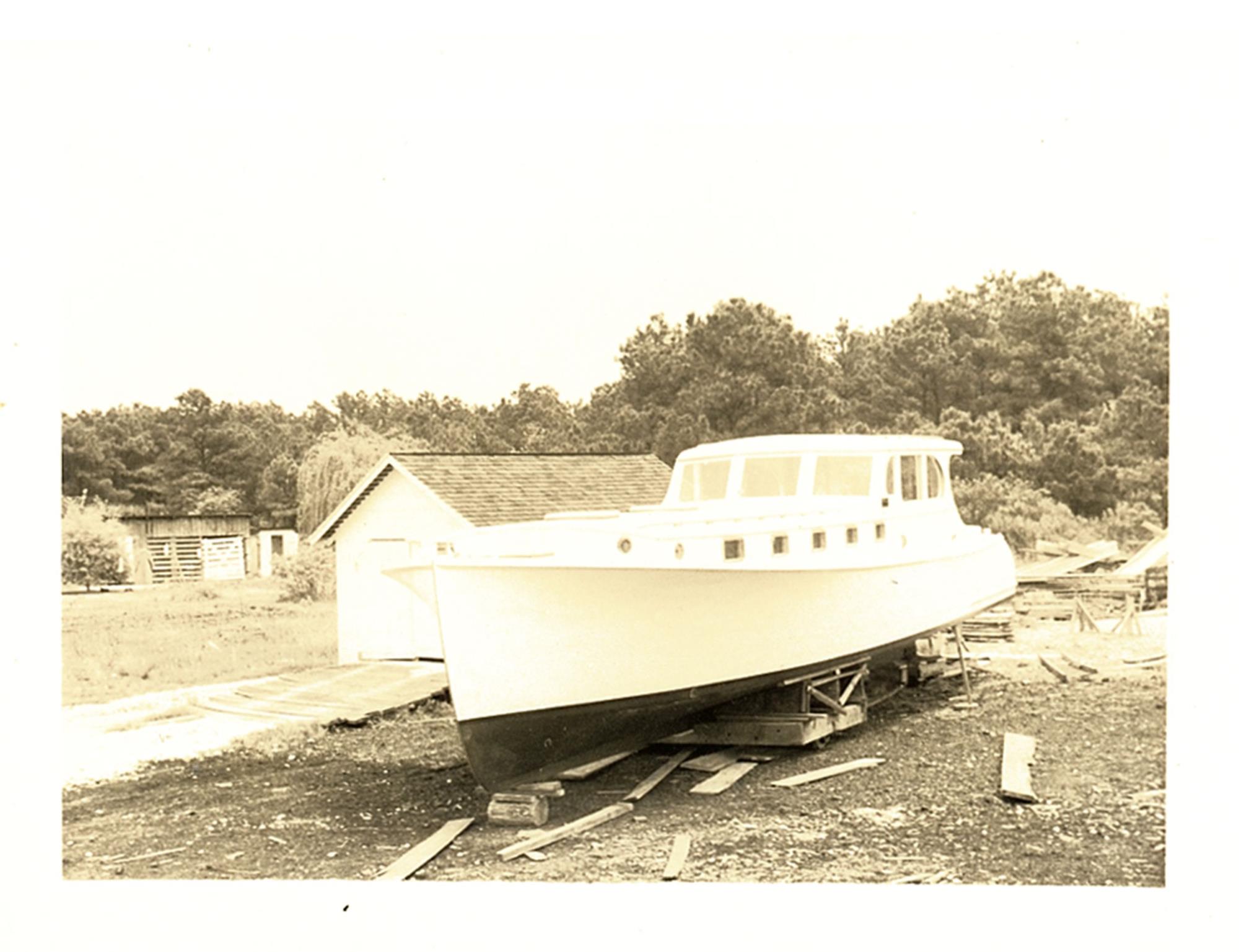 Power yacht probably ready for launch. Undated.