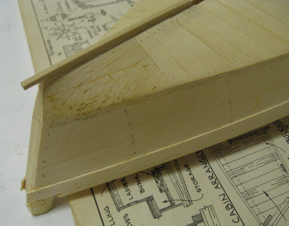 Bow detail with chunks – before outer stem and longhead added. I dry-fit almost everything in most models, then took them apart and added the paint.