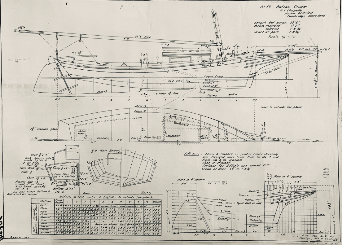 Bateau Cruiser, Blue Crab Howard Chapelle Design, 1946