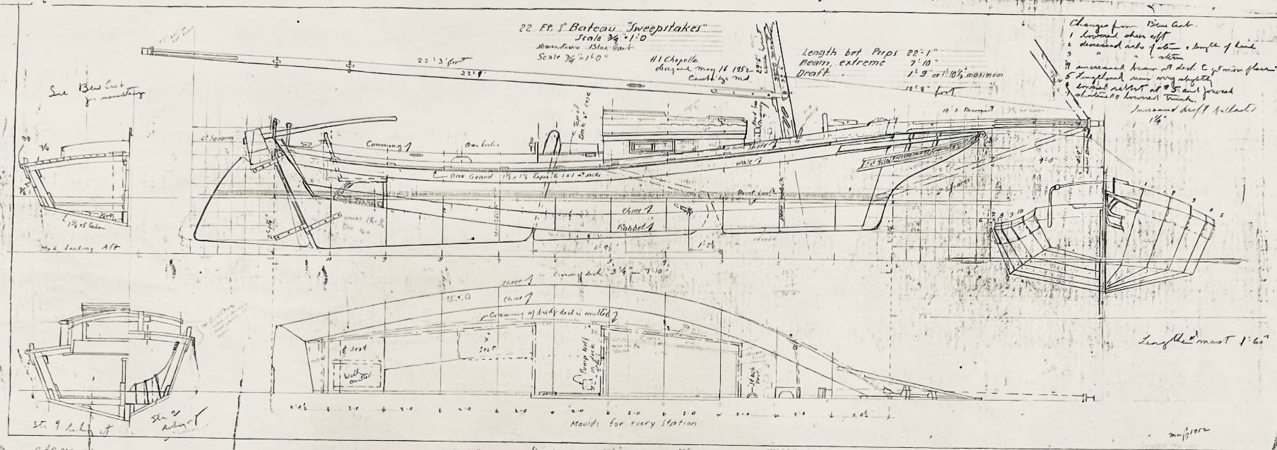 Bateau Cruiser, Sweepstakes Howard Chapelle Design, 1964