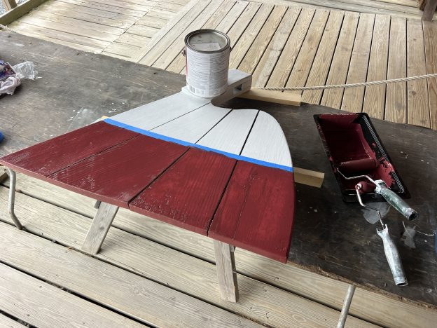 Dec 11, 2024 | 1925 Smith Island skiff: Painted bottom and rudder